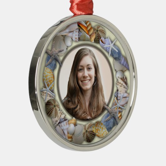 Lijst van Seashell, kerstversiering met rond Afbee Metalen Ornament (Rechts)