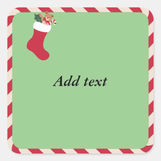 Lijst van snoeprietsuiker met sjabloon voor kersts vierkante sticker (Voorkant)