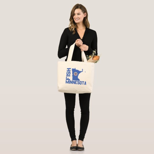 Lijst van staten van Minnesota Fish State Grote Tote Bag (Voorkant (model))