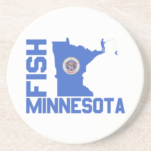Lijst van staten van Minnesota Fish State Zandsteen Onderzetter (Voorkant)
