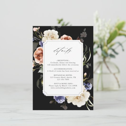 Lijst van tuinbouwhout — legant bruiloft — zwart informatiekaartje (Staand voorkant)