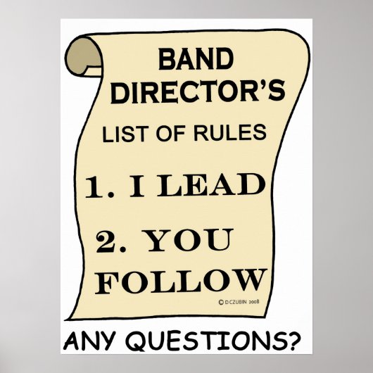 Lijst van voorschriften van de band-directeur poster (Voorkant)