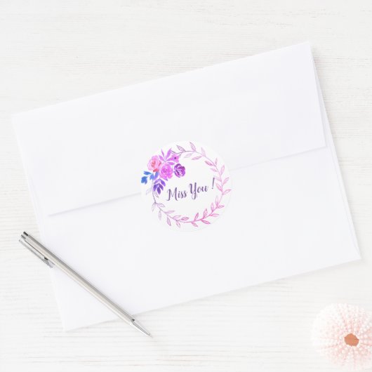 Lijst van waterkleurbloemen ronde sticker (Envelop)