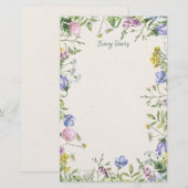 Lijst van wilde bloemen, gepersonaliseerd briefpapier (Voorkant / Achterkant)