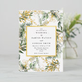 Lijst van witte goudolie Botanisch | Boho Eucalypt Folie Uitnodiging (Staand Voorkant)