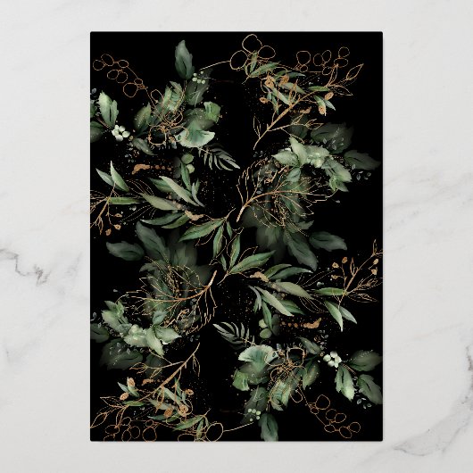 Lijst van witte goudolie Botanisch | Boho Eucalypt Folie Uitnodiging (Achterkant)