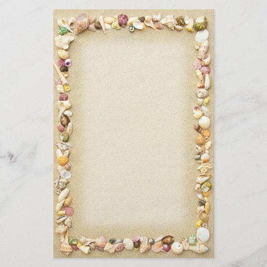 Lijst van zeeschelpen en strand zand briefpapier (Voorkant)