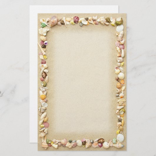Lijst van zeeschelpen en strand zand briefpapier (Voorkant / Achterkant)