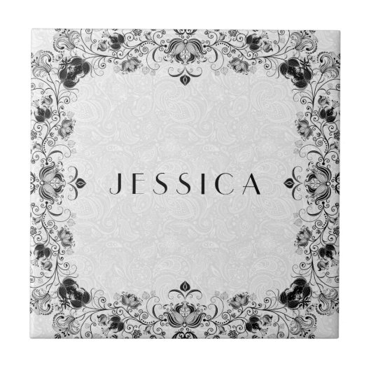 Lijst van zwarte en witte platte platte producten tegeltje (Voorkant)