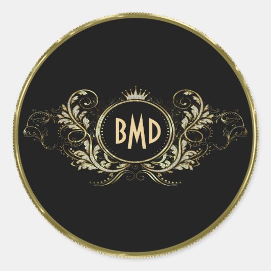 Lijst van zwarte en zwarte glittermeisjes ronde sticker (Voorkant)