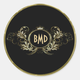 Lijst van zwarte en zwarte glittermeisjes ronde sticker