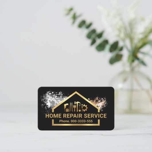 Lijst Verf Splatter Gold Building Tools Visitekaartje (Staand voorkant)