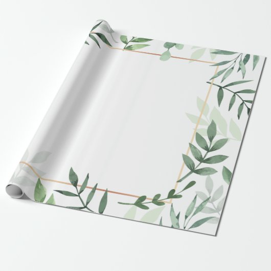 Lijst verlaat waterverf achtergrond cadeaupapier (Uitgerold)