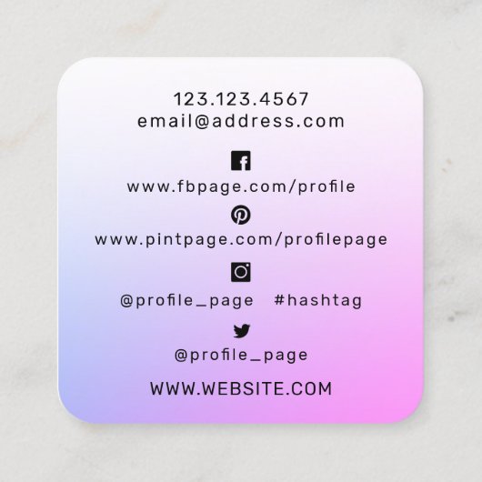 Lijst vierkant visitekaartje camera lens (Achterkant)