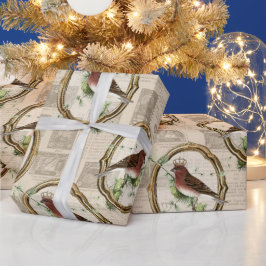 Lijst vogelkrantenkerstmis Cadeaupapier