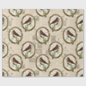 Lijst vogelkrantenkerstmis Cadeaupapier (Vlak)