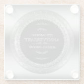 Lijst voor 25e bruiloft, zwart en zilver glazen onderzetter (Achterkant)