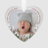 Lijst voor baby's eerste Kerstmis Silver Holly Pin Ornament (voorkant)