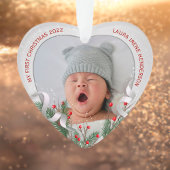 Lijst voor baby's eerste Kerstmis Silver Holly Pin Ornament