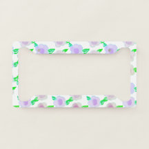Lijst voor Cute Paars Painted Floral License Bord