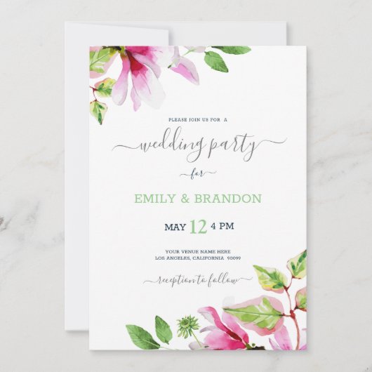 Lijst voor de bruiloft van Magnolia-bloemen Kaart (Voorkant)