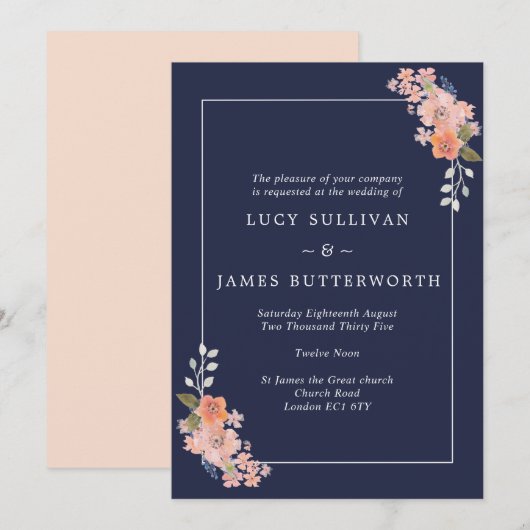 Lijst voor de marine en peach kaart (Voorkant / Achterkant)