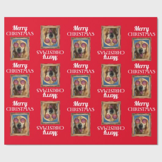 Lijst voor fotocollage Dogs Pets Family Kerstmis Cadeaupapier (Vlak)