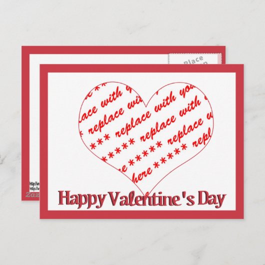 Lijst voor hartvorm briefkaart (Voorkant / Achterkant)