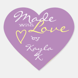 Lijst voor hartvorm Paars gemaakt met liefde Hart Sticker