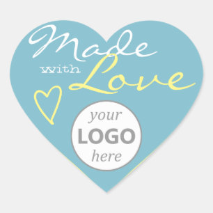 Lijst voor hartvorm Pastel blauw gemaakt met Logo Hart Sticker