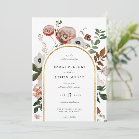 Lijst voor herfst Botanische Floral Arch Kaart (Staand voorkant)