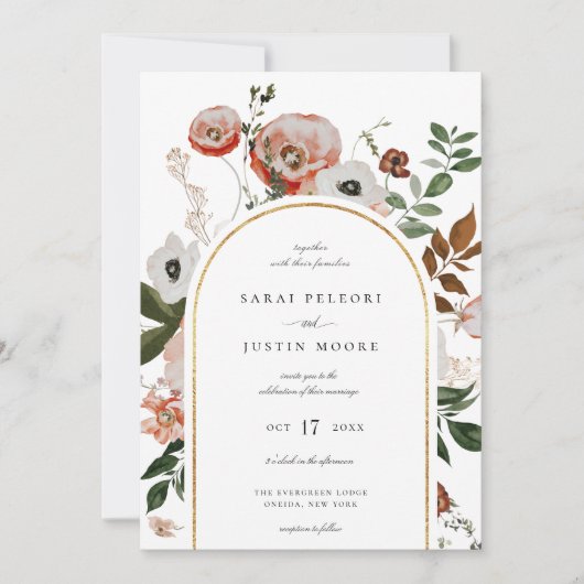 Lijst voor herfst Botanische Floral Arch Kaart (Voorkant)