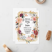 Lijst voor het binden van Floral Gold Geometric Notitiekaartje (Voorkant / Achterkant in situ)