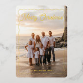 Lijst voor Merry Kerstroze Script Wave Folie Feestdagenkaart (Voorkant)