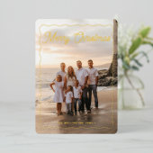 Lijst voor Merry Kerstroze Script Wave Folie Feestdagenkaart (Staand Voorkant)