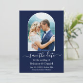 Lijst voor moderne Arch Photo Blue Save The Date (Staand voorkant)