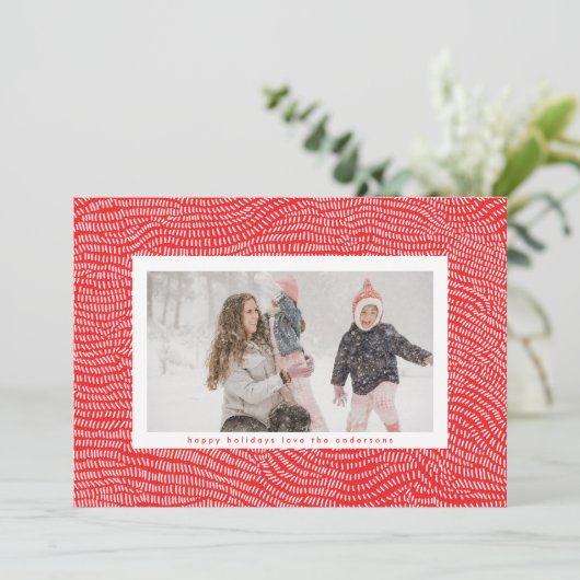 Lijst voor moderne witte en rode doodle feestdagenkaart (Staand voorkant)