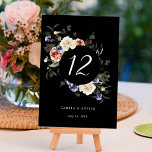 Lijst voor tuinbouwrondgang  bruiloft zwart kaart<br><div class="desc">Deze trouwtafel is voorzien van een cirkelvormige lijst met waterverf bloemen en bladeren in wit,  terracotta,  blauw violet,  wazig roze en groen. Voor meer geavanceerde aanpassing van dit ontwerp,  te klikken gelieve de BUTTON van het TOOL VAN HET ONTWERP BLAUW hierboven! Overeenkomende objecten zijn ook beschikbaar.</div>