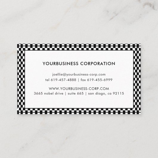 Lijst voor zwarte en witte cheques Algemeen Visite Visitekaartje (Achterkant)