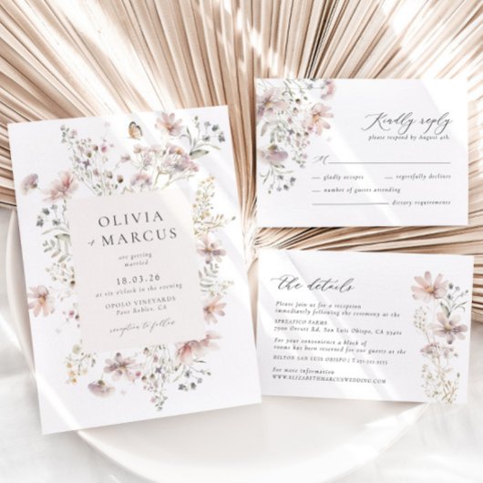 Lijst Wildflower bruiloft Bewaar de datum uitnodig Kaart