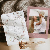 Lijst Wildflower bruiloft Bewaar de datum uitnodig Kaart