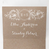 lijst wit bloemenbruiloft, initialen kraftbruilof drieluik uitnodiging (Binnenzijde eerst)