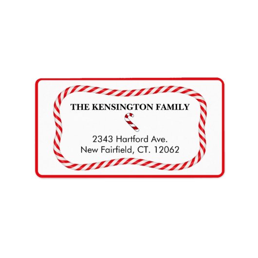 Lijst wit en rood kerstSnoep Adres Etiket (Voorkant)