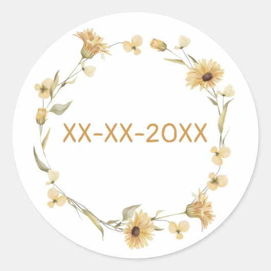 Lijst zomergele bloemen aanpassen ronde sticker (Voorkant)