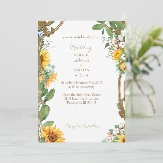  Lijst Zonnebloem bruiloft Kaart (Staand voorkant)