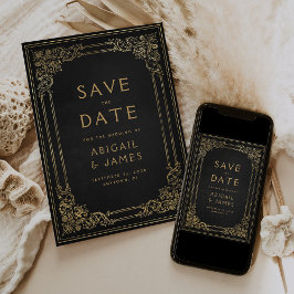 Lijst Zwart Goud Bruiloft Save the Date Kaart