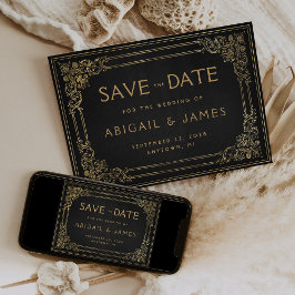 Lijst Zwart Goud Bruiloft Save the Date Kaart