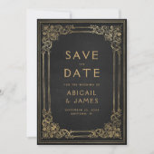  Lijst Zwart Goud Bruiloft Save the Date Kaart (Voorkant)