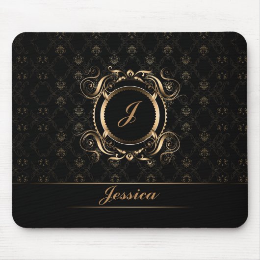 Lijst zwart/goudflens, gemonogd muismat (Voorkant)