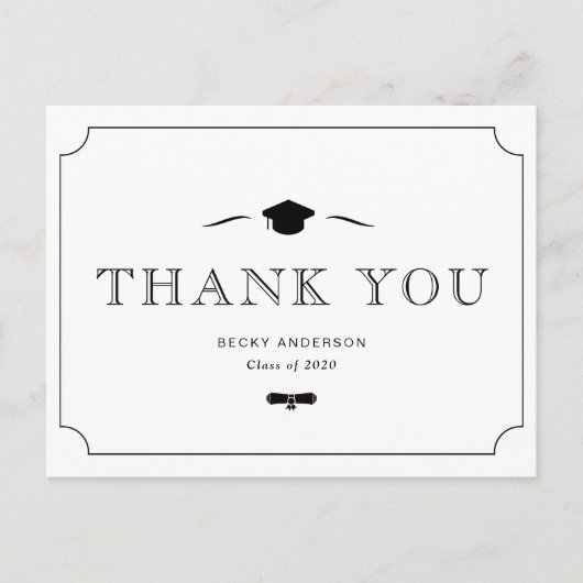  lijst zwart-wit afstuderen dank u briefkaart (Voorkant)